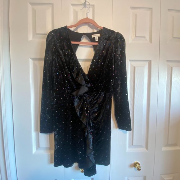 NWOT Topshop Petite Black Velvet Open-Back Dress, Petite size 8 - Picture 6 of 16